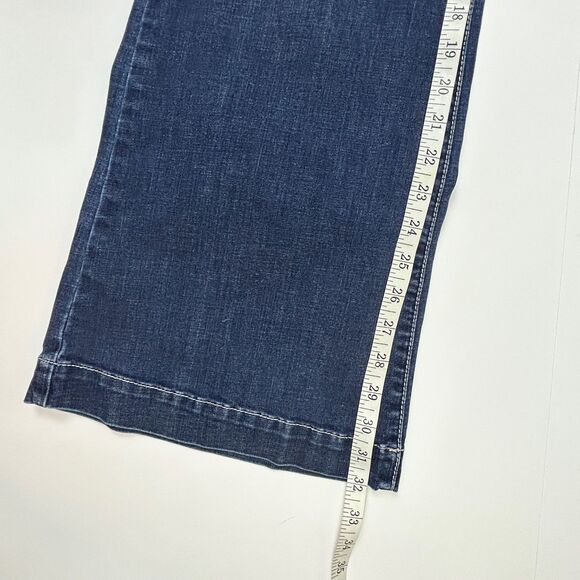 Lane Bryant Flare Jeans Genius Fit Deep Blue Denim Y2K White Stitching 18 Plus - Picture 6 of 10